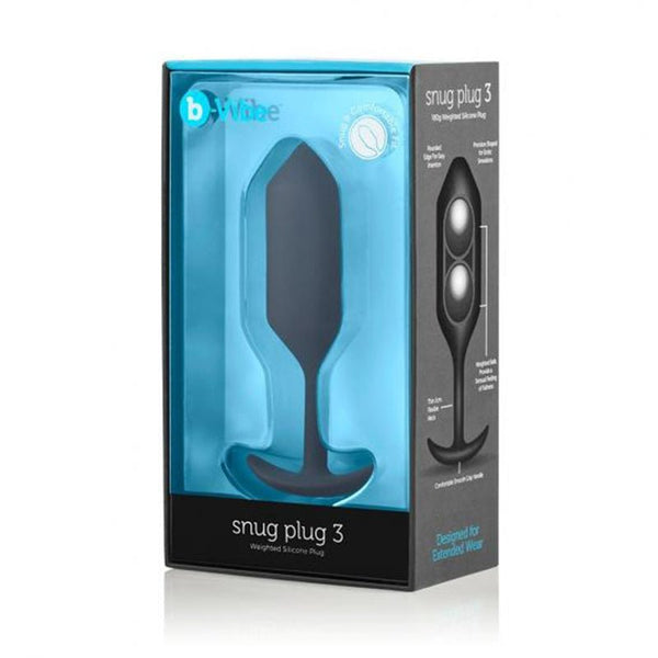 b - Vibe Snug Plug 3 Weighted Silicone Anal Plug Black - Royal Sins