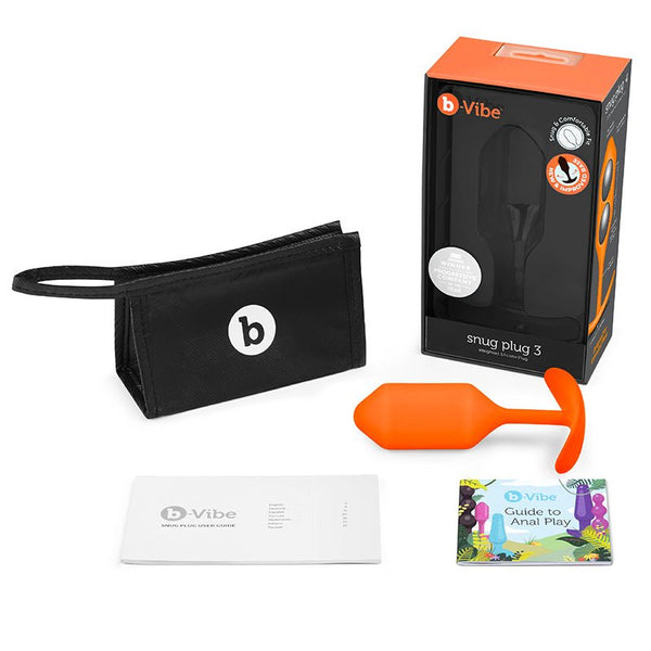 b - Vibe Snug Plug 3 Weighted Silicone Anal Plug Orange - Royal Sins