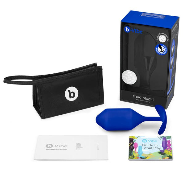 b - Vibe Snug Plug 4 Weighted Silicone Anal Plug Navy - Royal Sins
