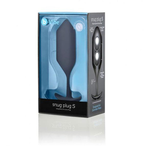 b - Vibe Snug Plug 5 Weighted Silicone Anal Plug Black - Royal Sins