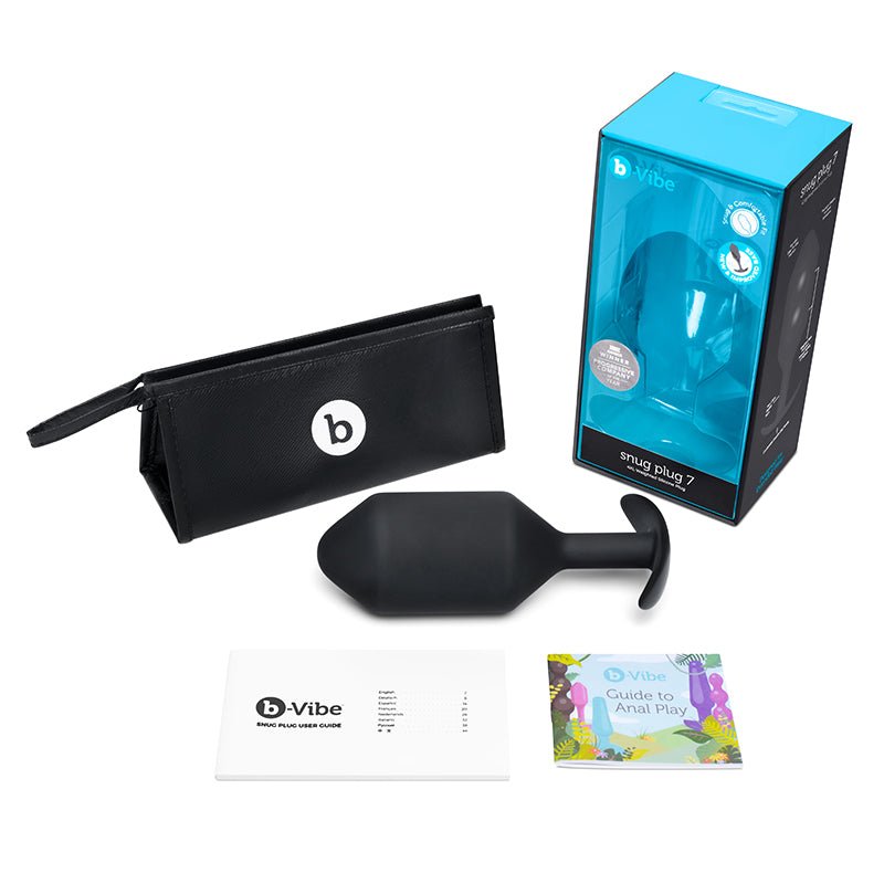 b - Vibe Snug Plug 7 Weighted Silicone Anal Plug Black - Royal Sins