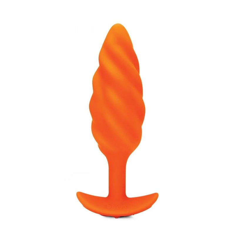 b - Vibe Swirl Rechargeable Vibrating Silicone Textured Anal Plug Orange - Royal Sins