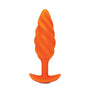 b - Vibe Swirl Rechargeable Vibrating Silicone Textured Anal Plug Orange - Royal Sins