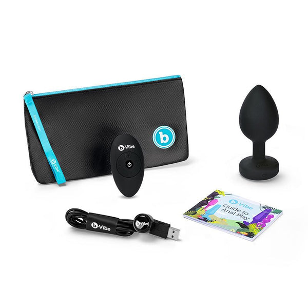 b - Vibe Vibrating Jewel Rechargeable Remote - Controlled Anal Plug with Gem Base Black Diamond XXL - Royal Sins