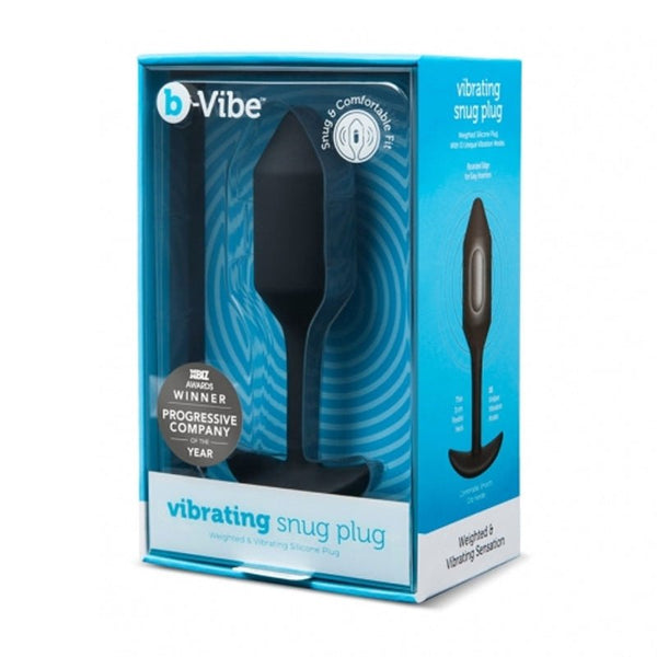 b - Vibe Vibrating Snug Plug 2 Rechargeable Weighted Silicone Anal Plug Black - Royal Sins