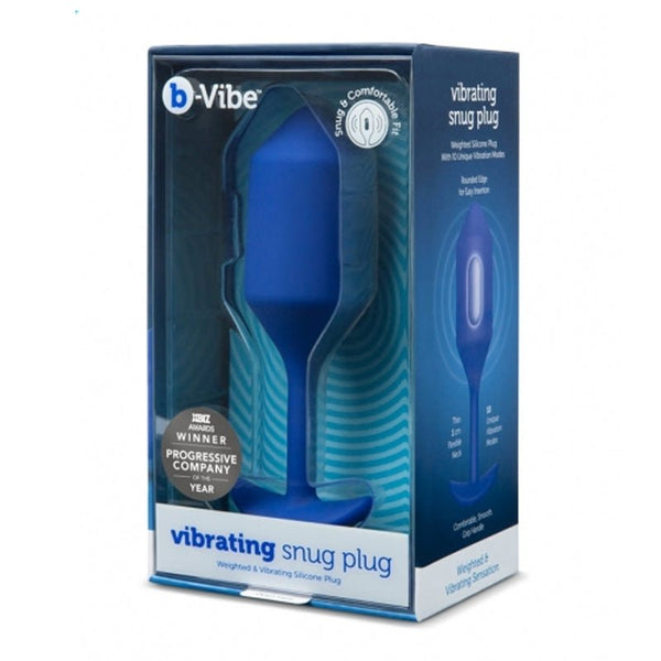 b - Vibe Vibrating Snug Plug 4 Rechargeable Weighted Silicone Anal Plug Navy - Royal Sins