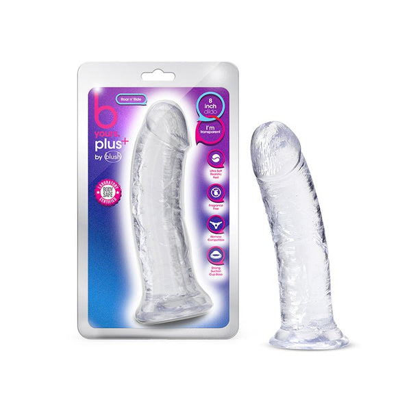 B Yours Plus Roar n' Ride 8 in. Dildo Clear - Royal Sins