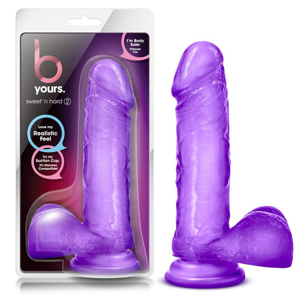 B Yours Sweet 'n Hard 2 Realistic 7.75 in. Dildo with Balls Purple - Royal Sins