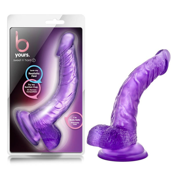 B Yours Sweet 'n Hard 7 Realistic 8.5 in. Dildo with Balls Purple - Royal Sins