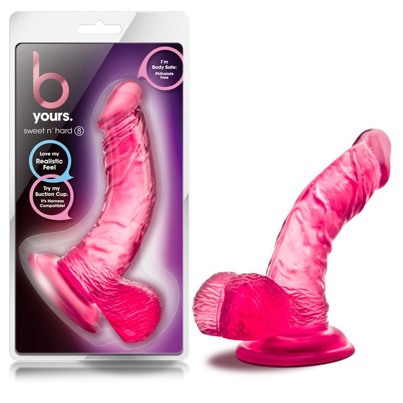 B Yours Sweet 'n Hard 8 Realistic 6.5 in. Dildo with Balls Pink - Royal Sins