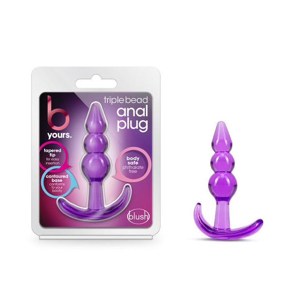 B Yours Triple Bead Anal Plug Purple - Royal Sins