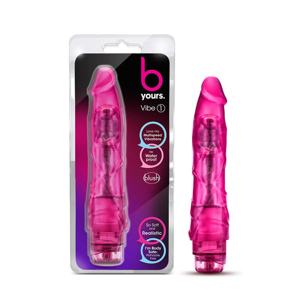 B Yours Vibe 1 Realistic 9 in. Vibrating Dildo Pink - Royal Sins