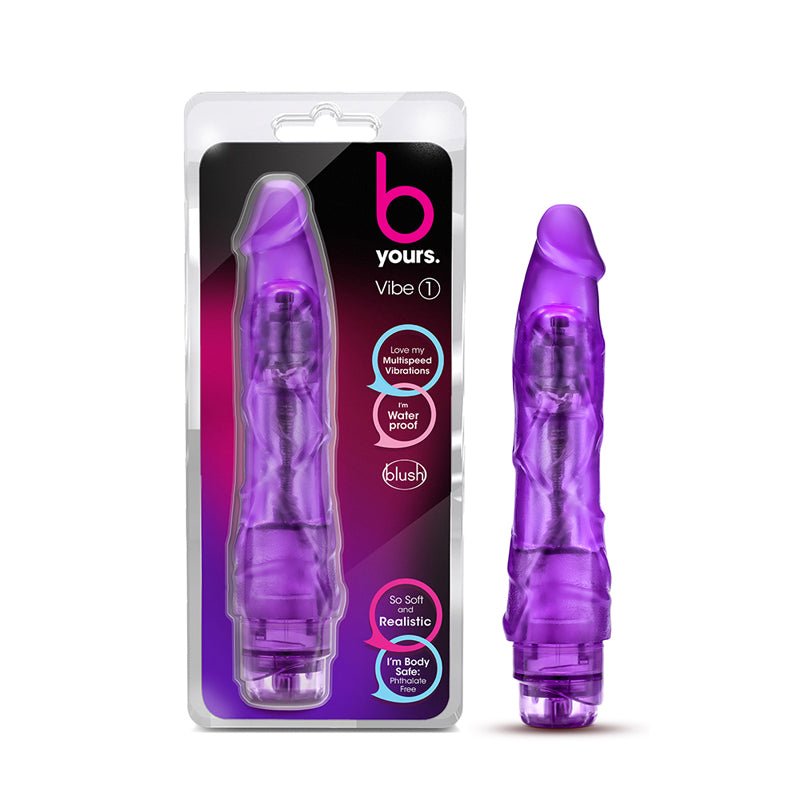 B Yours Vibe 1 Realistic 9 in. Vibrating Dildo Purple - Royal Sins