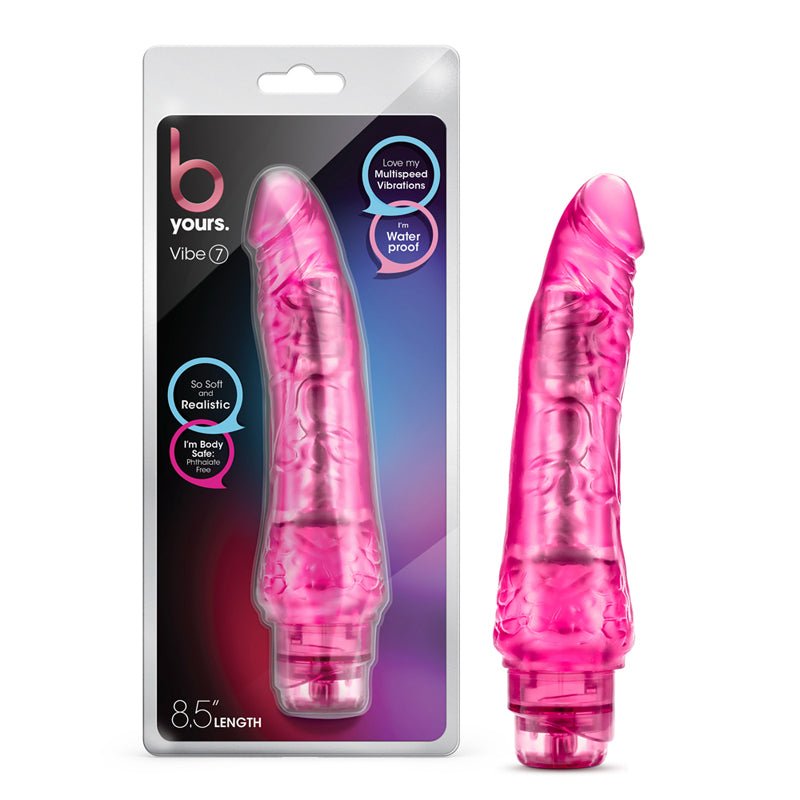 B Yours Vibe 7 Realistic 8.75 in. Vibrating Dildo Pink - Royal Sins
