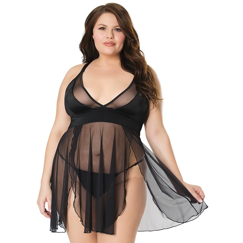Babydoll & G - String Black OS XL Hanging - Royal Sins
