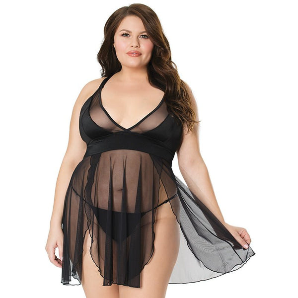 Babydoll & G - String Black OS XL Hanging - Royal Sins