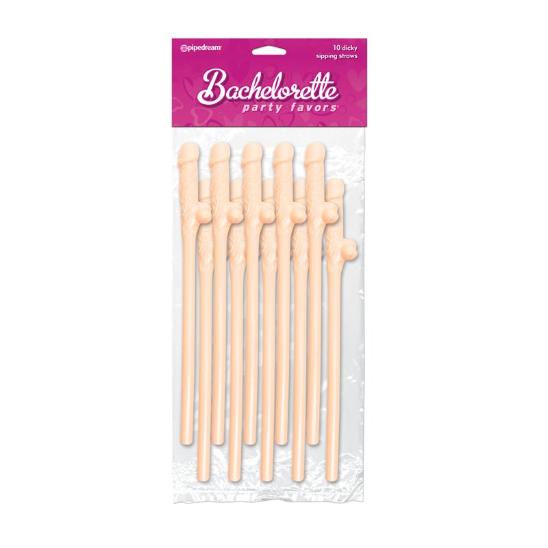 Bachelorette Party Favors 10 - Piece Dicky Sipping Straws Beige - Royal Sins