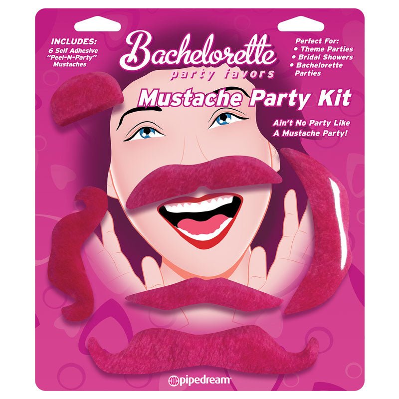 Bachelorette Party Favors 6 - Piece Mustache Party Kit Pink - Royal Sins