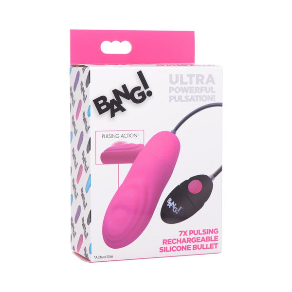 BANG! 7X Pulsing Rechargeable Silicone Bullet Pink - Royal Sins