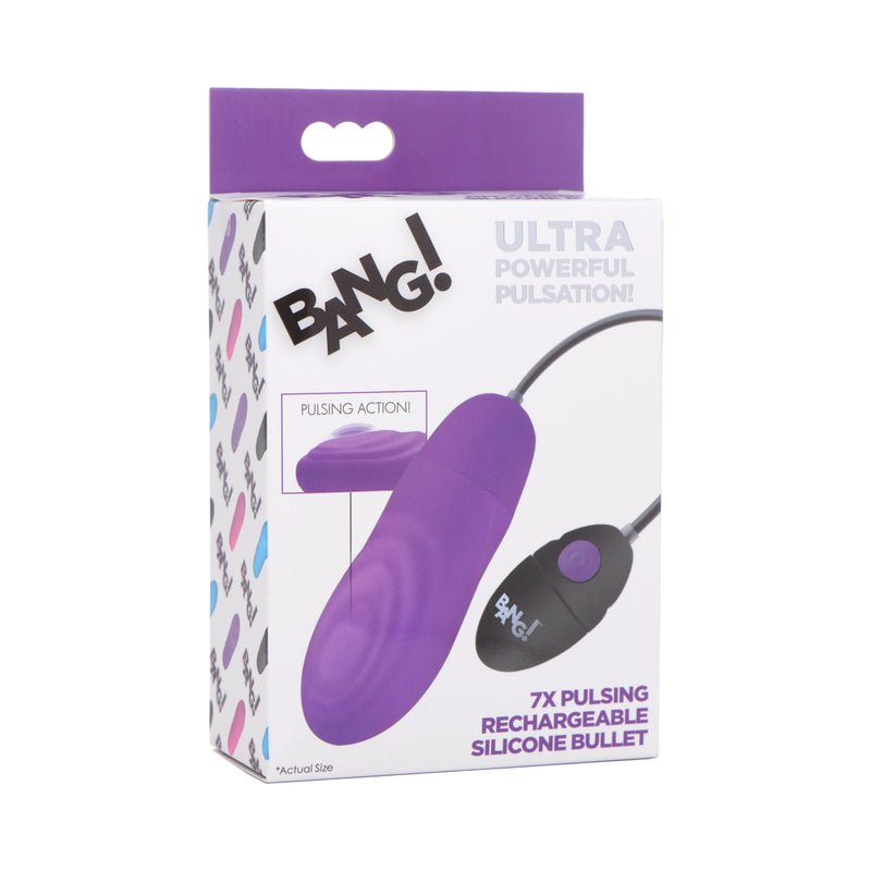 BANG! 7X Pulsing Rechargeable Silicone Bullet Purple - Royal Sins