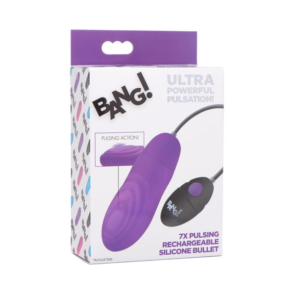 BANG! 7X Pulsing Rechargeable Silicone Bullet Purple - Royal Sins