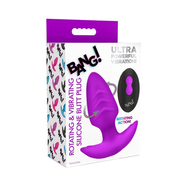 BANG! Rotating & Vibrating Silicone Butt Plug with Remote Purple - Royal Sins