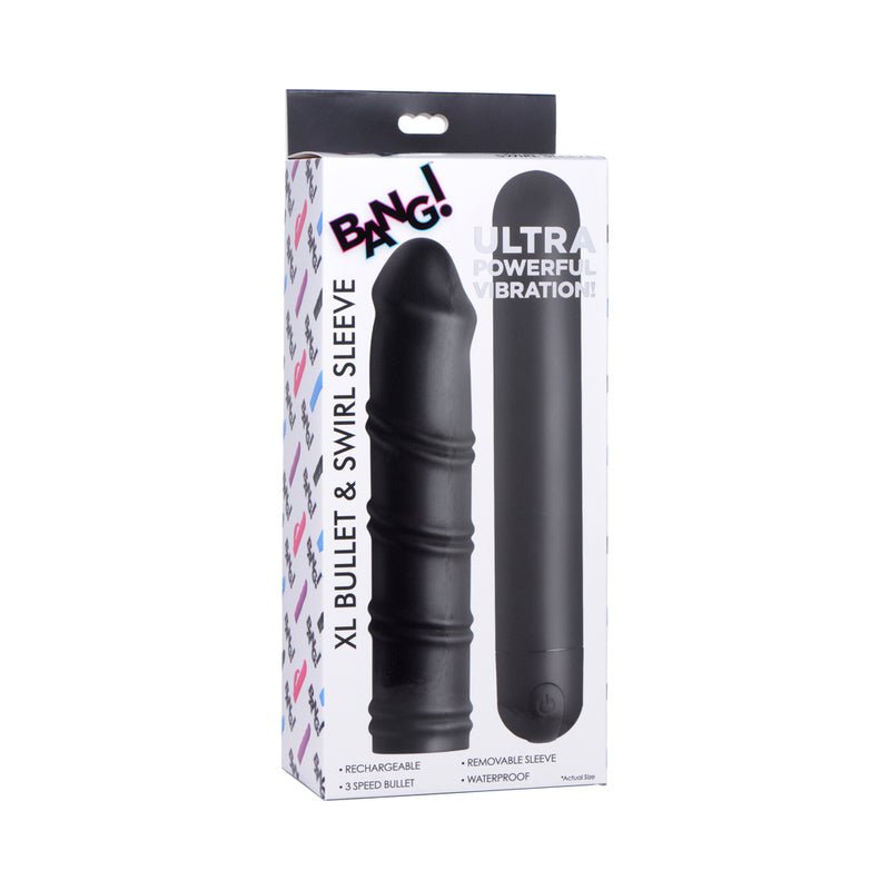 BANG! XL Bullet & Swirl Silicone Sleeve Black - Royal Sins