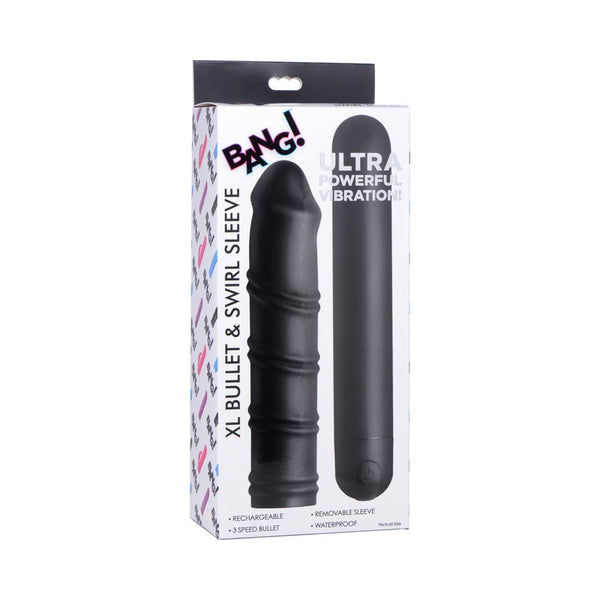 BANG! XL Bullet & Swirl Silicone Sleeve Black - Royal Sins