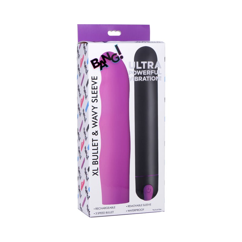 BANG! XL Bullet & Wavy Silicone Sleeve Purple - Royal Sins