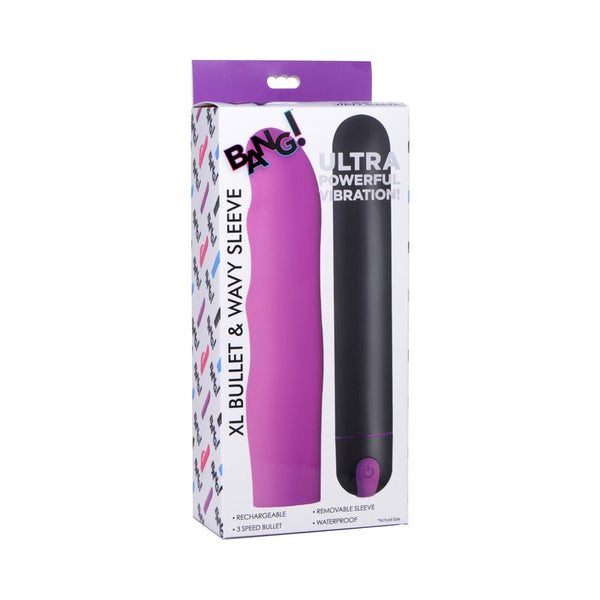 BANG! XL Bullet & Wavy Silicone Sleeve Purple - Royal Sins