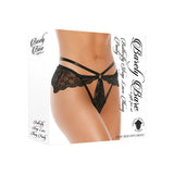 Barely Bare Butterfly Strap Lace Thong Panty Black O/S - Royal Sins