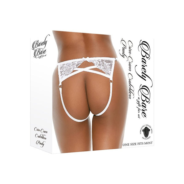 Barely Bare Criss - Cross Crotchless Panty White O/S - Royal Sins