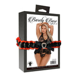 Barely Bare Flower Lace Babydoll With Thong Black Queen Size - Royal Sins