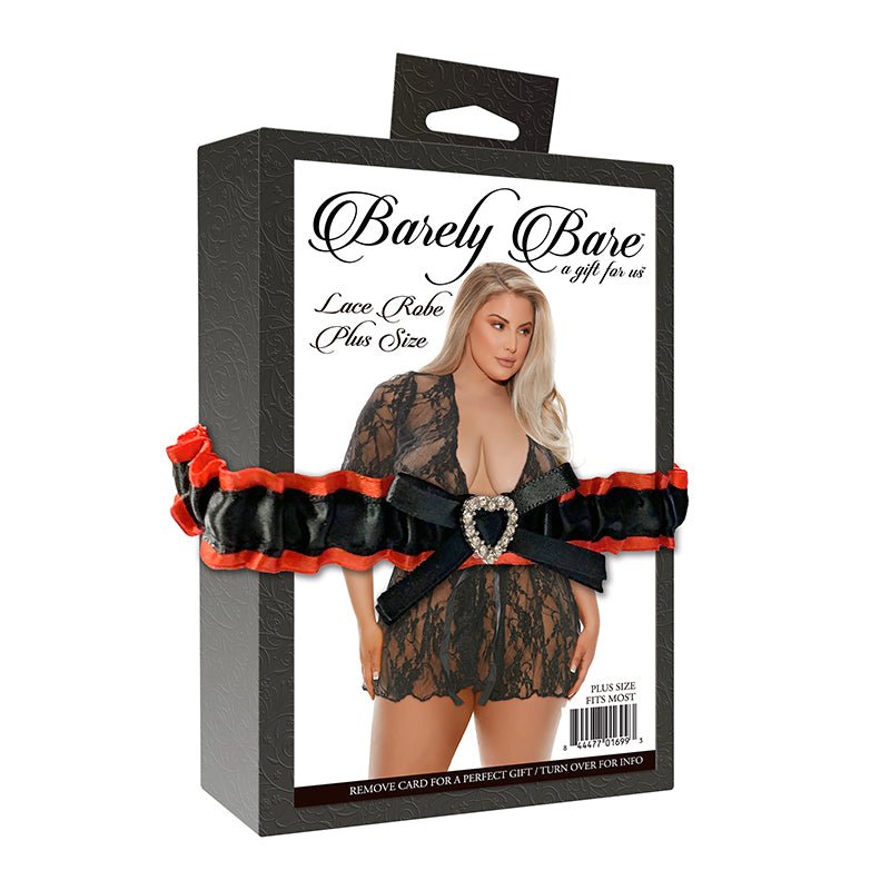 Barely Bare Lace Robe Black Queen Size - Royal Sins