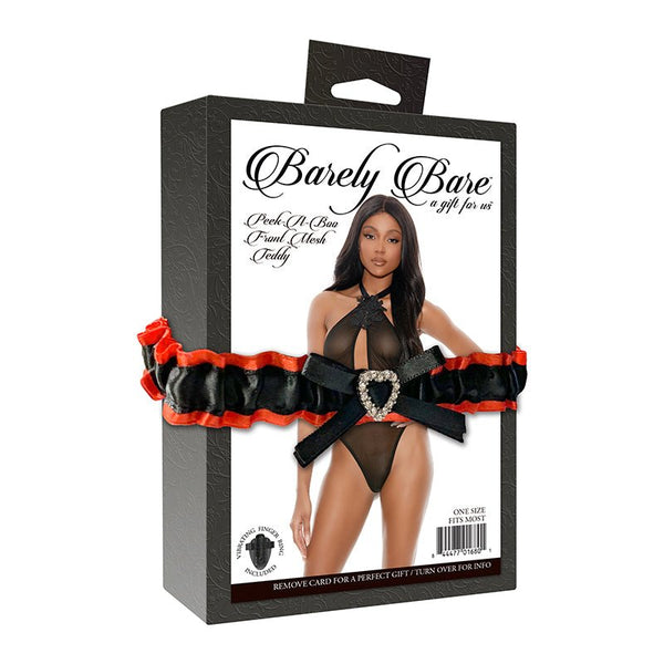 Barely Bare Peek - A - Boo Front Mesh Teddy Black O/S - Royal Sins