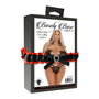 Barely Bare Triple - Strap Lace Thong & Gloves Black Queen Size - Royal Sins