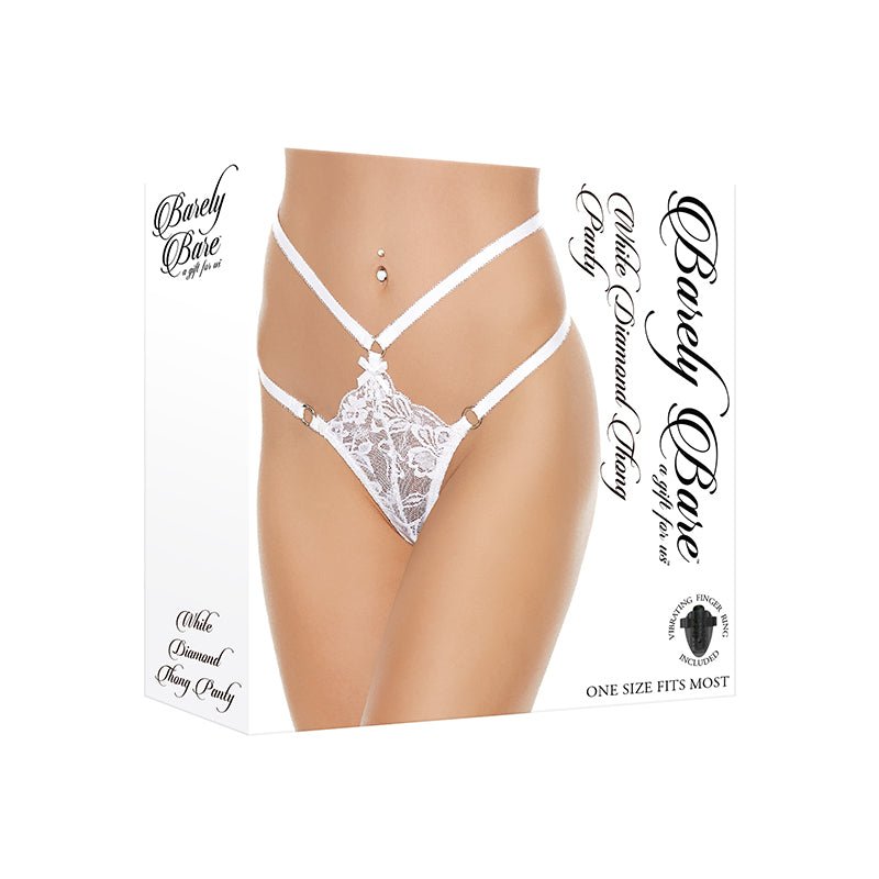 Barely Bare White Diamond Thong Panty White O/S - Royal Sins