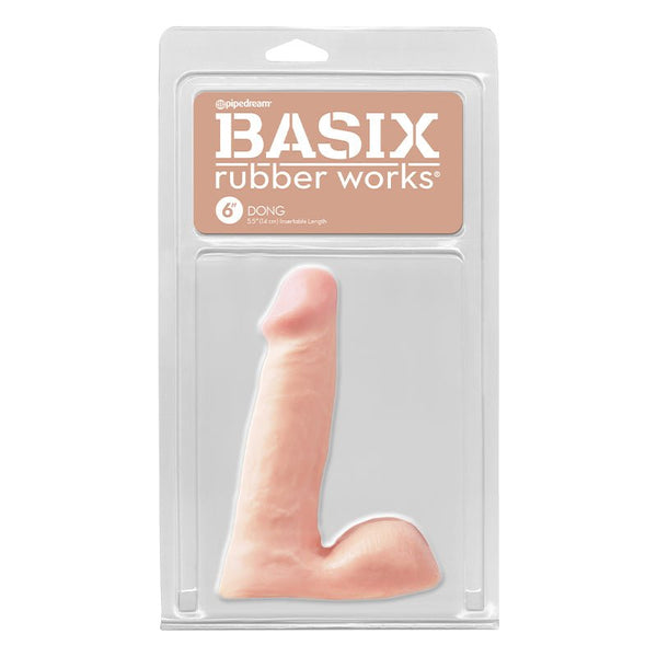 Basix Rubber Works 6 in. Dong With Balls Beige - Royal Sins