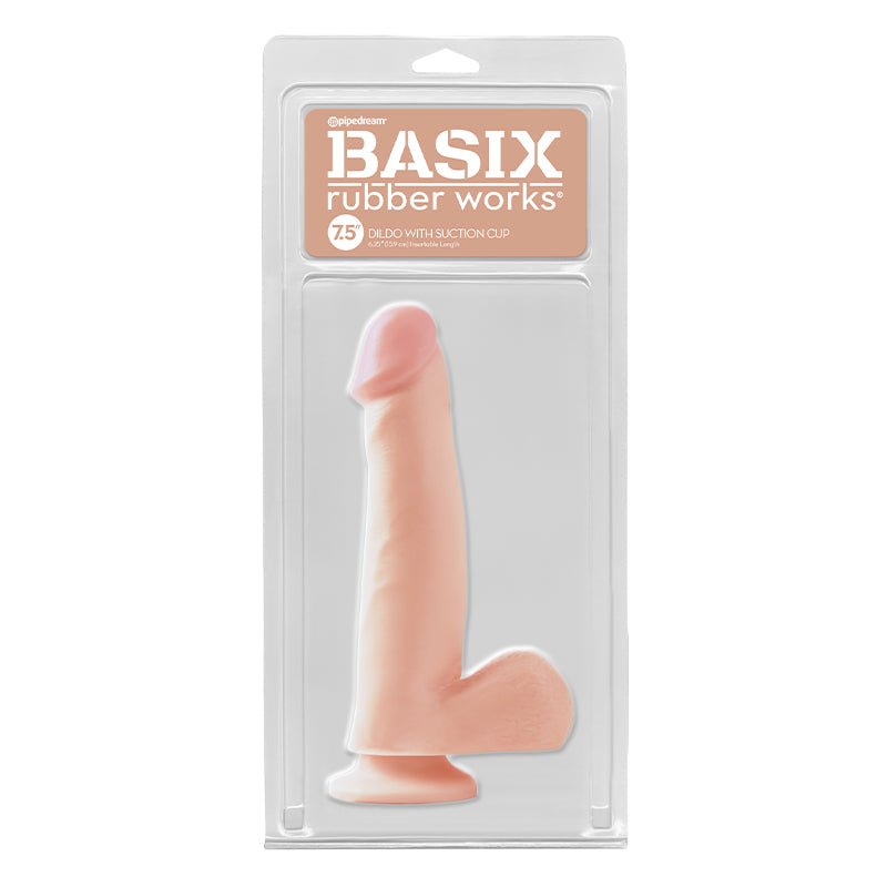 Basix Rubber Works 7.5 in. Dildo With Balls & Suction Cup Beige - Royal Sins
