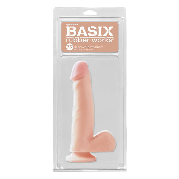 Basix Rubber Works 7.5 in. Dildo With Balls & Suction Cup Beige - Royal Sins