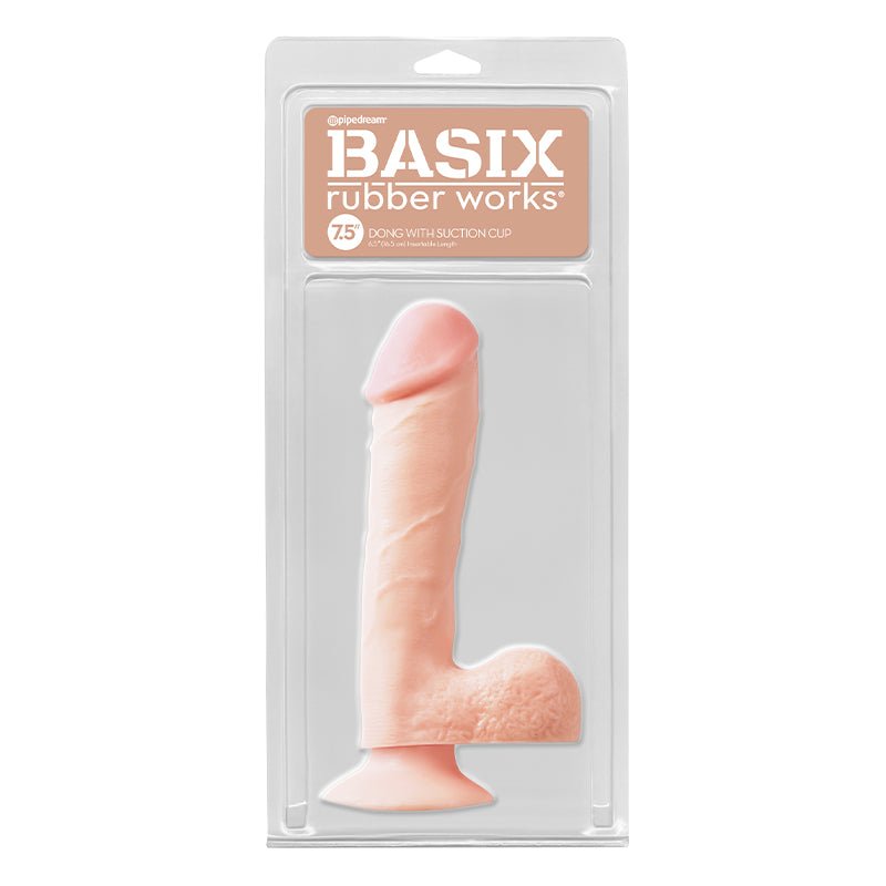 Basix Rubber Works 7.5 in. Dong With Balls & Suction Cup Beige - Royal Sins