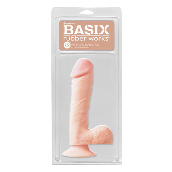 Basix Rubber Works 7.5 in. Dong With Balls & Suction Cup Beige - Royal Sins