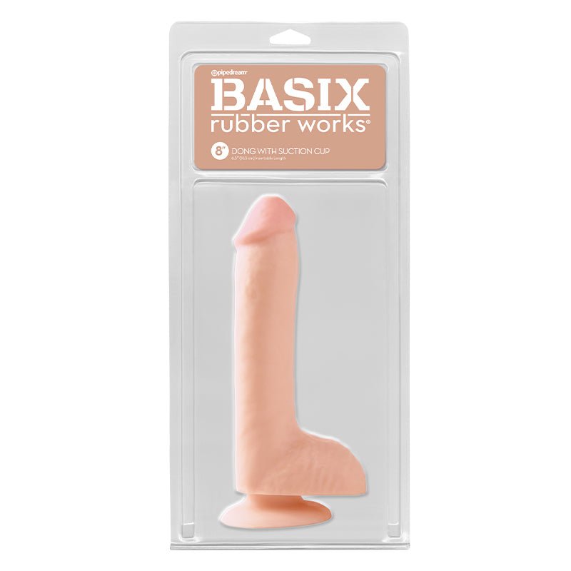 Basix Rubber Works 8 in. Dong With Balls & Suction Cup Beige - Royal Sins
