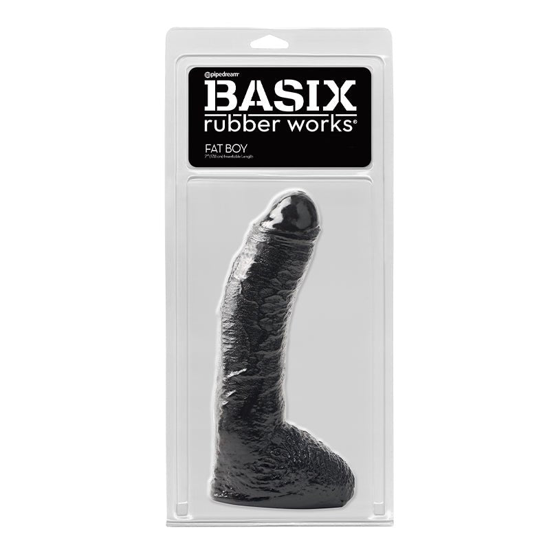Basix Rubber Works Fat Boy 10 in. Dildo With Balls Black - Royal Sins
