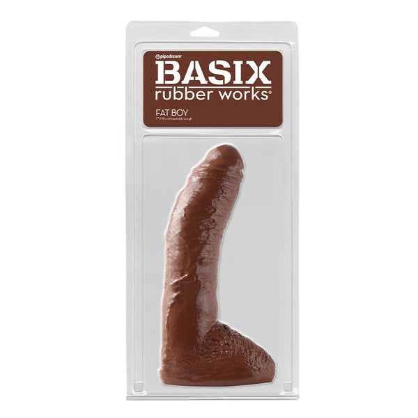 Basix Rubber Works Fat Boy 10 in. Dildo With Balls Brown - Royal Sins