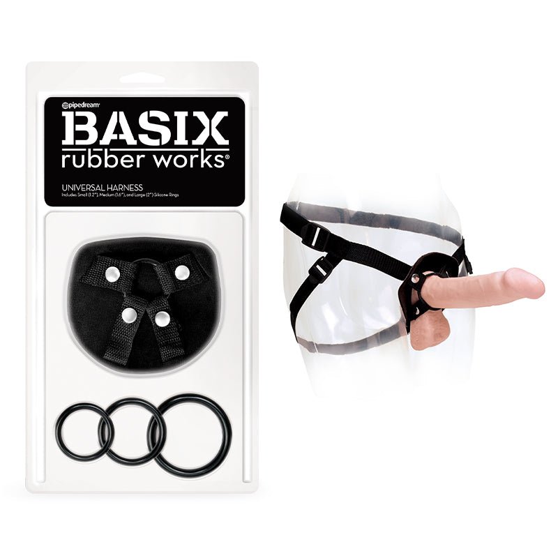 Basix Rubber Works Universal Harness O/S Black - Royal Sins