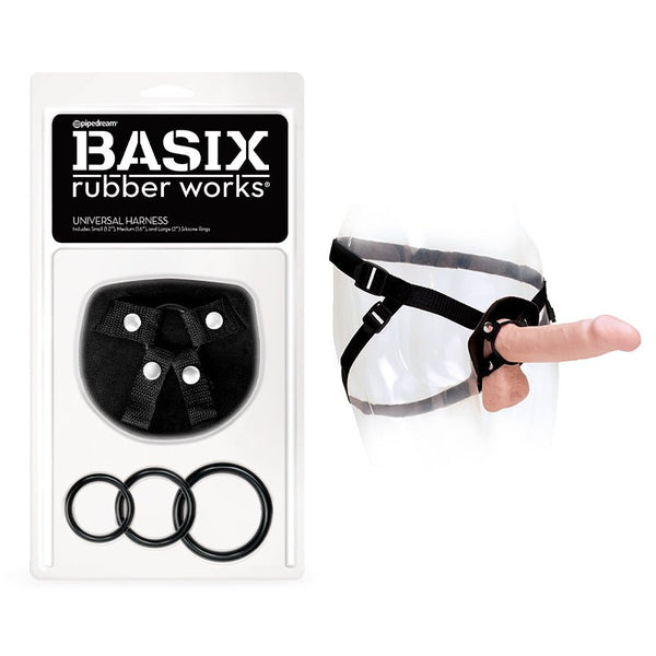 Basix Rubber Works Universal Harness O/S Black - Royal Sins
