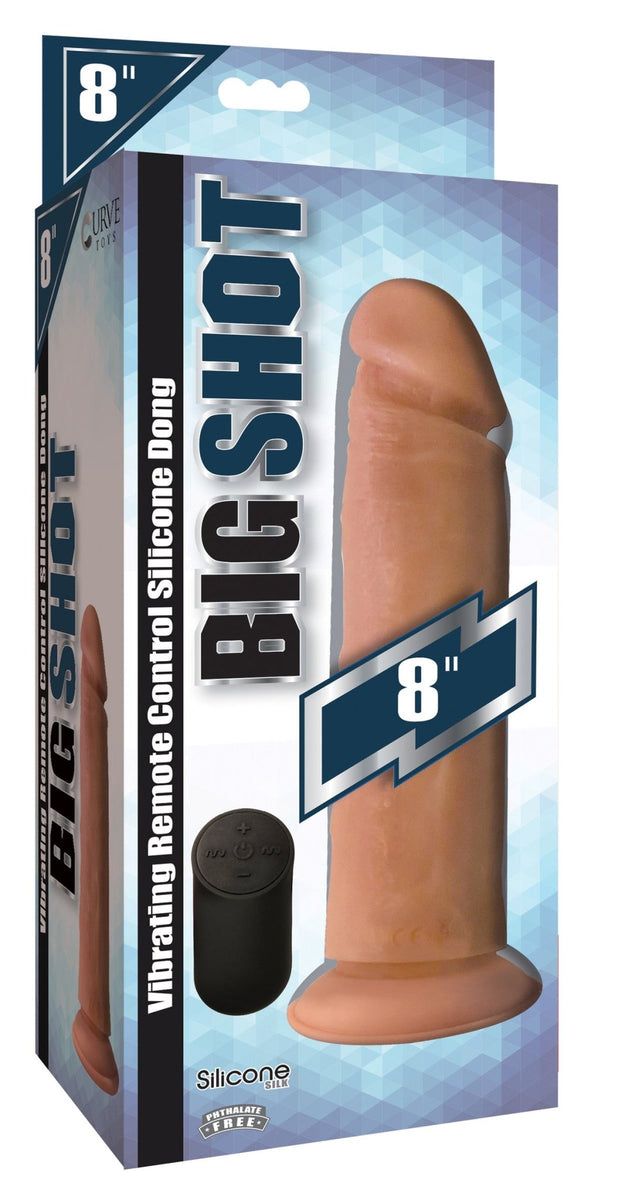 Big Shot Vibrating Remote Control Silicone Dildo - 8 Inch - Royal Sins