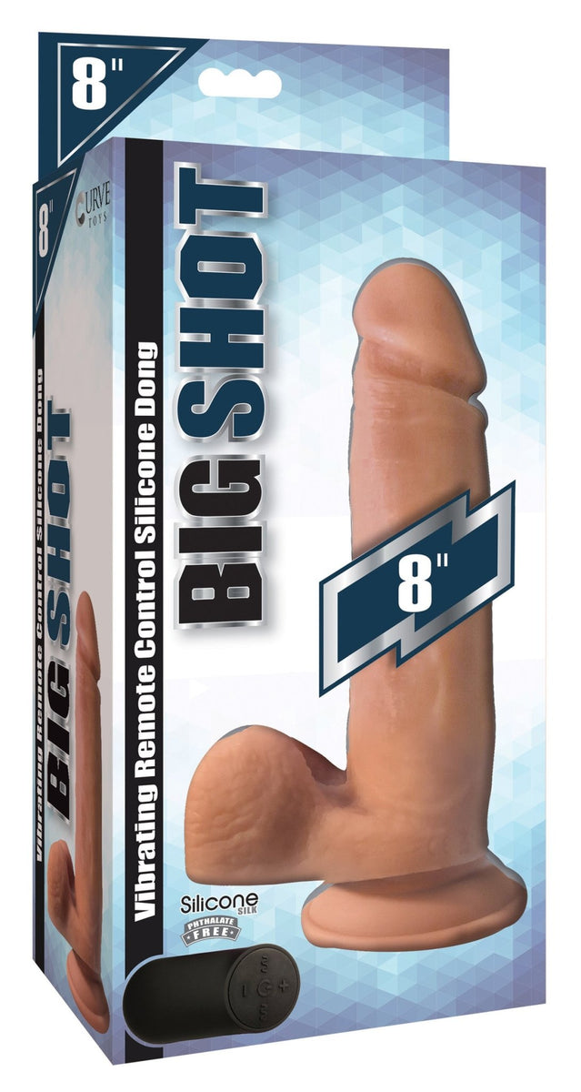 Big Shot Vibrating Remote Control Silicone Dildo with Balls - 8 Inch - Royal Sins