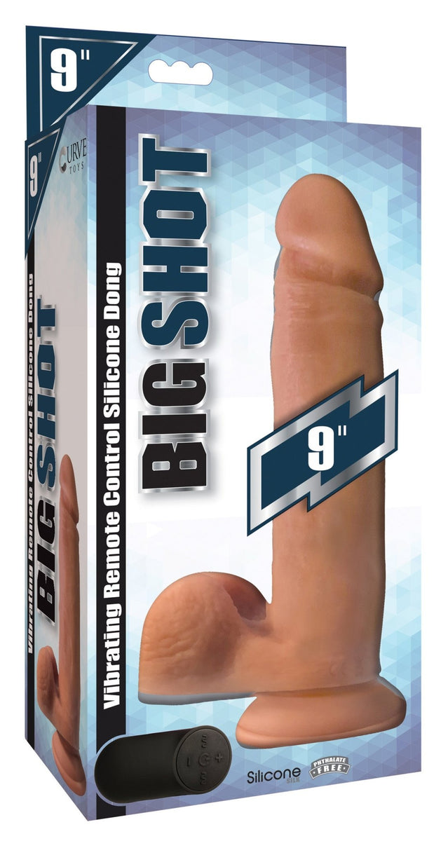 Big Shot Vibrating Remote Control Silicone Dildo with Balls - 9 Inch - Royal Sins